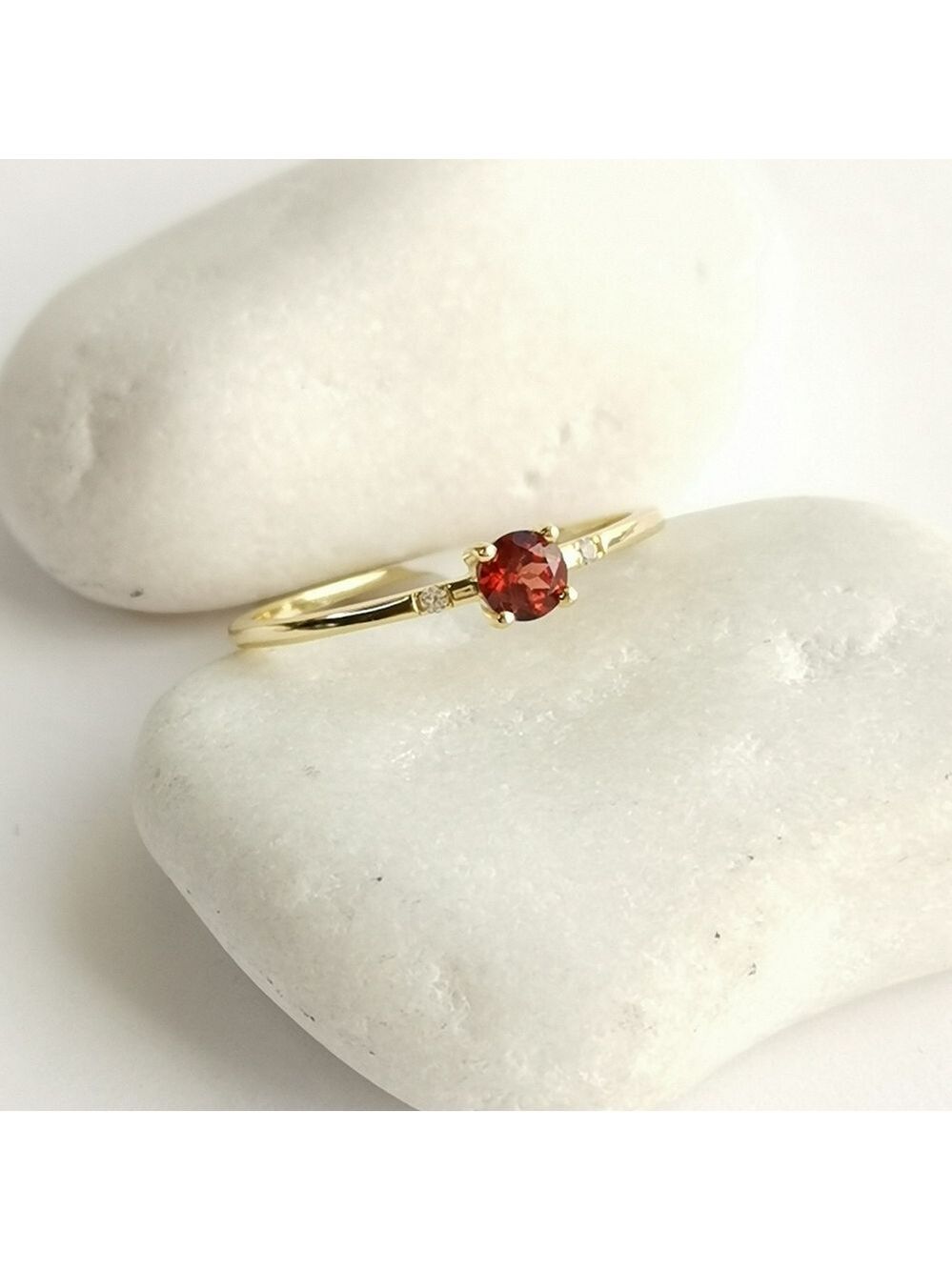 Garnet Diamond Accent Ring 14k Gold on Sterling Silver 🆕